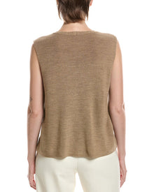 EILEEN FISHER | Womens | Wool V-Neck Vest | Brown