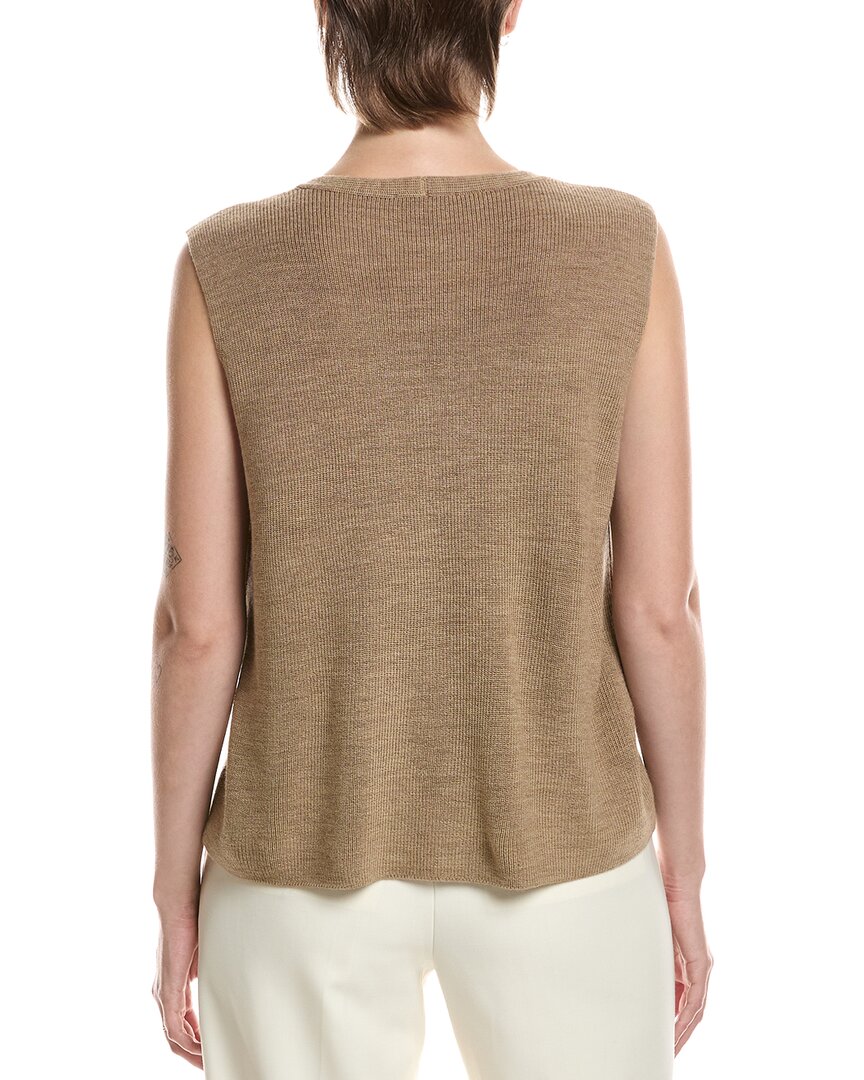 EILEEN FISHER | Womens | Wool V-Neck Vest | Brown