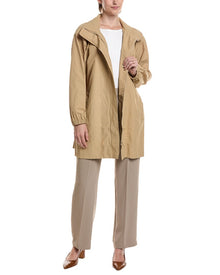 EILEEN FISHER | Womens | Stand Collar Long Coat | Brown