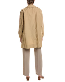 EILEEN FISHER | Womens | Stand Collar Long Coat | Brown