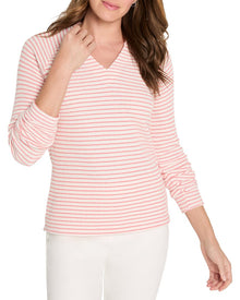 NIC+ZOE | Womens | Soft Thermal Split Neck Top | Pink