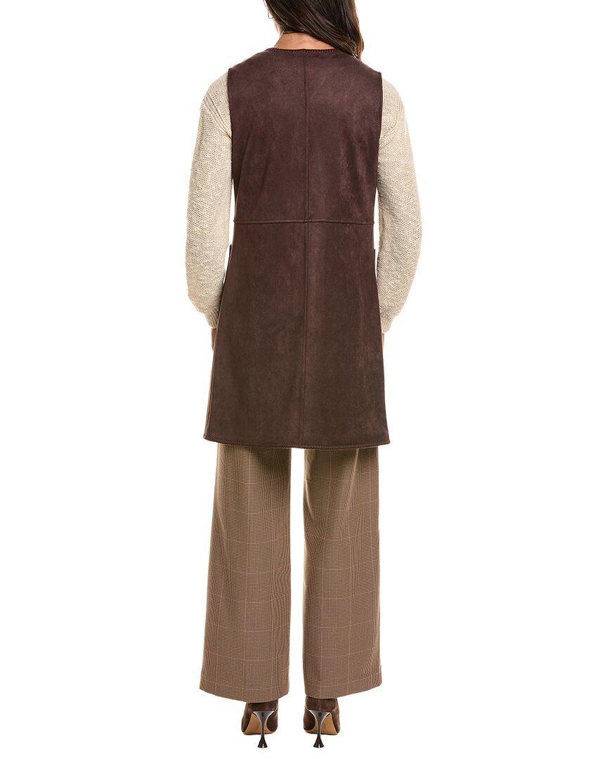 T Tahari | Womens | Open Front Vest | Brown