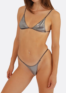 G Money Thong Bikini Bottom | Chrome Silver