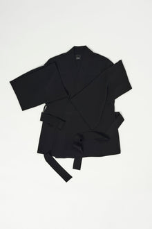 Silk Lounge Wrap Top | Black