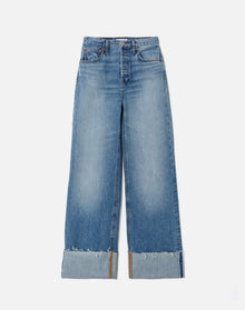 Womens | High Rise Wide Leg Cuff | Vintage Biker Blue