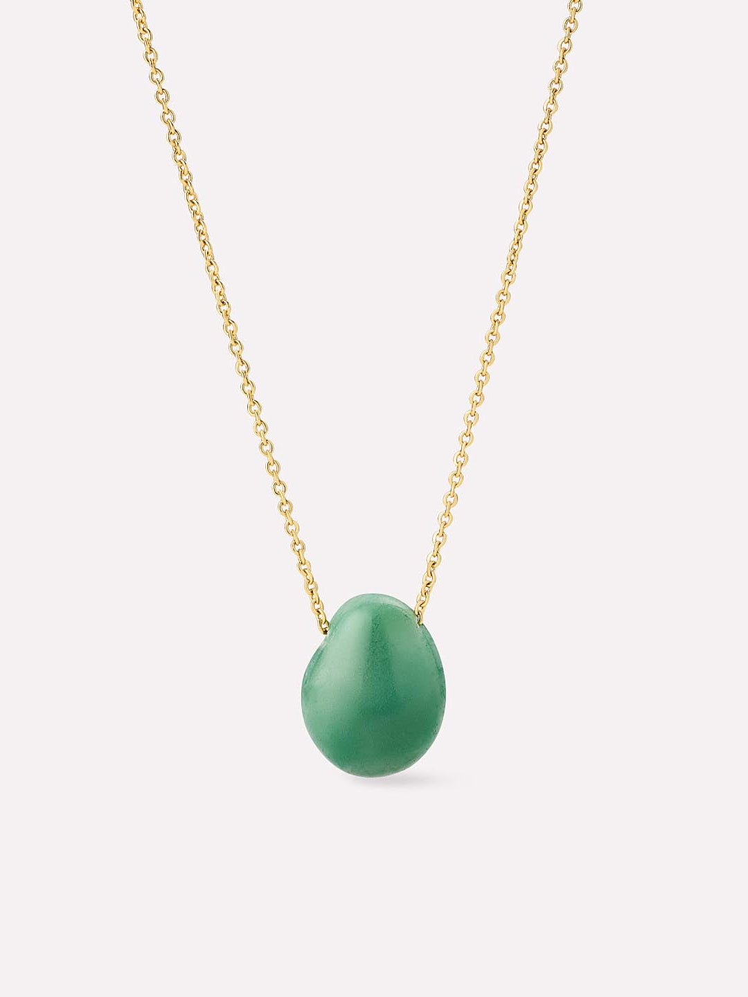 Pebble Pendant Necklace | 14K Gold on Brass | Green Aventurine