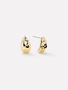 14K Gold Plated Sterling Silver Teardrop Textured Stud Earrings For Women Sarah Huggie Studs