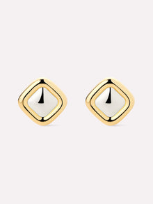 Clara Two Tone Stud Earrings | 14K Gold on Brass/Rhodium on Brass