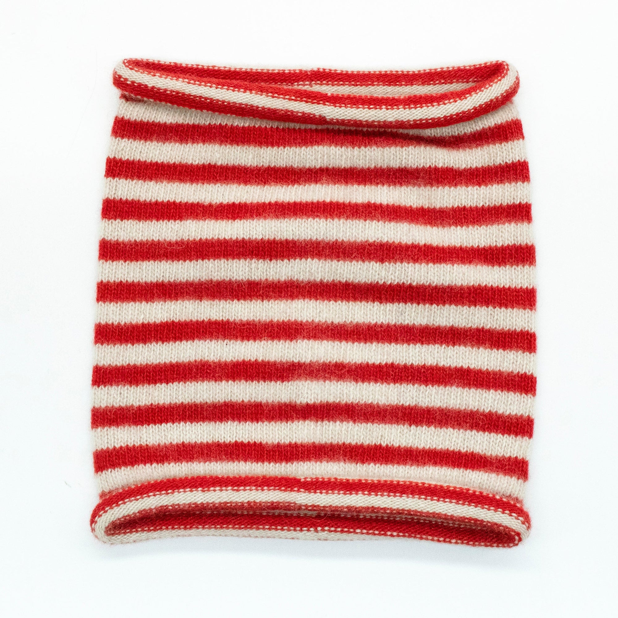 Kids Cashmere Striped Neck Warmer | Red/Ivory