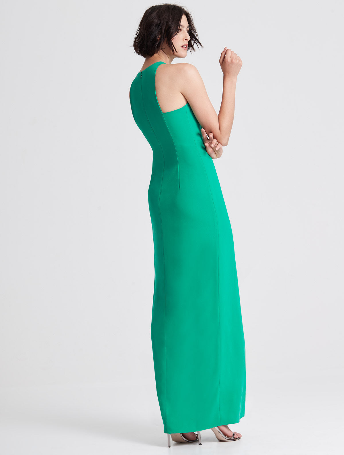 Twist Drape Detail Crepe Gown - Halston