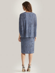 PRINTED DRAPED SLEEVE DRESS - Halston