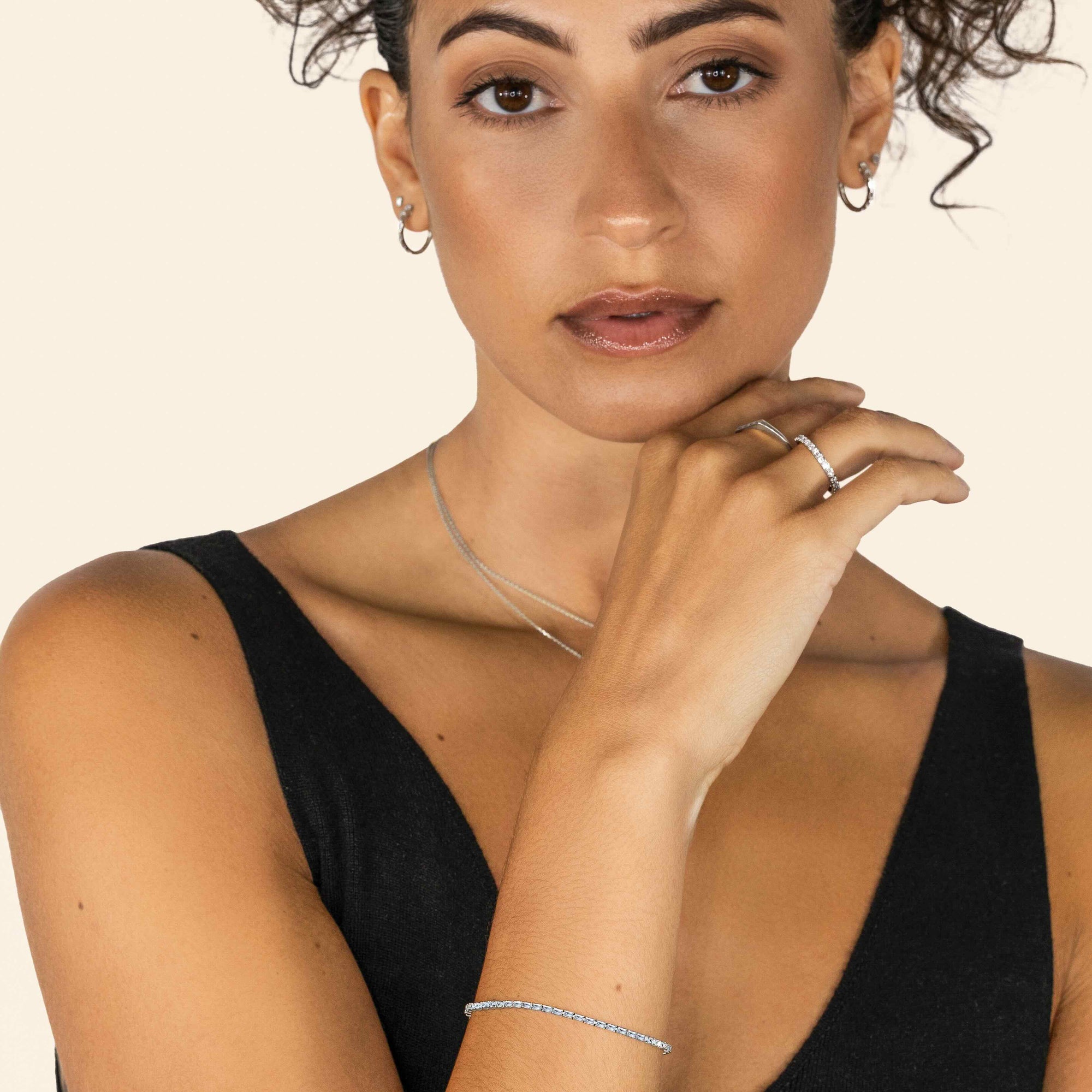 Womens | 14K Solid White Gold | Baguette Tennis Bracelet | 1.20 CTW Diamonds