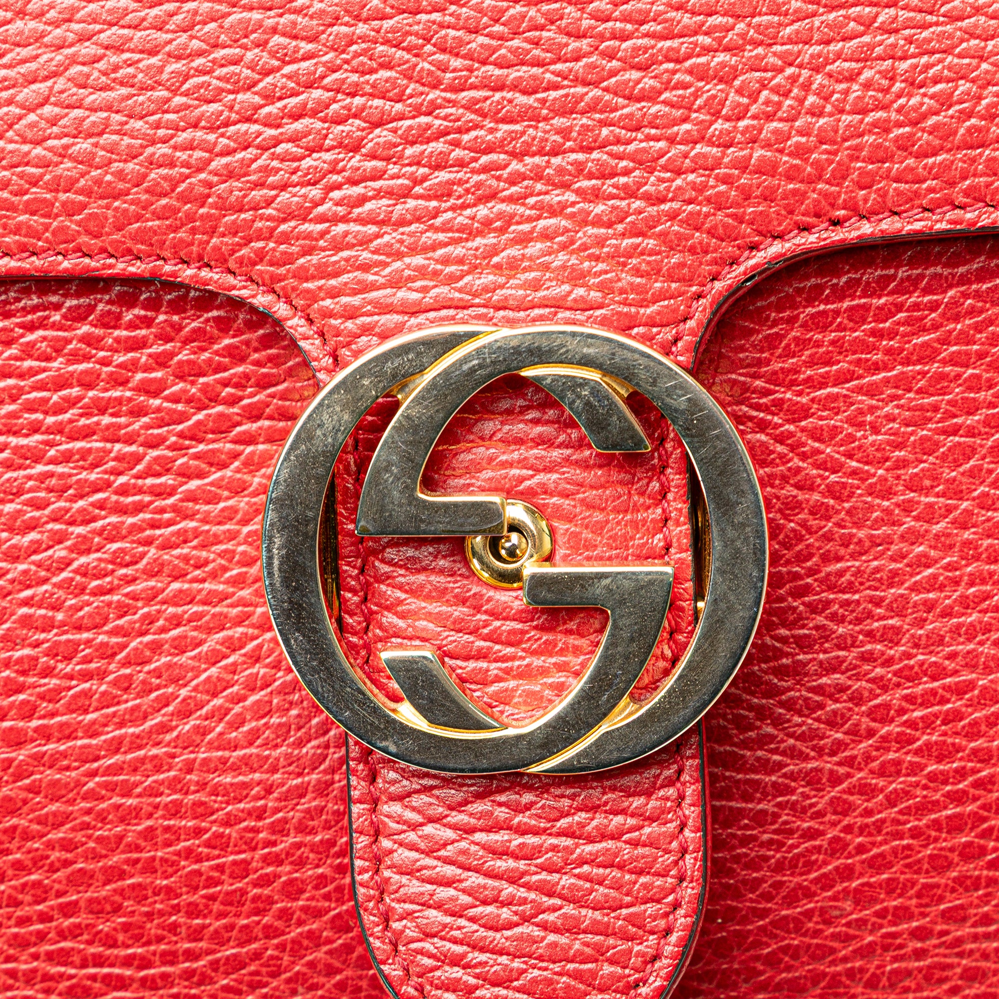 Gucci | Pre-Owned Medium Dollar Calf Interlocking G Satchel | Red