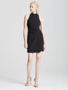 Mock Neck Drape Front Dress - Halston