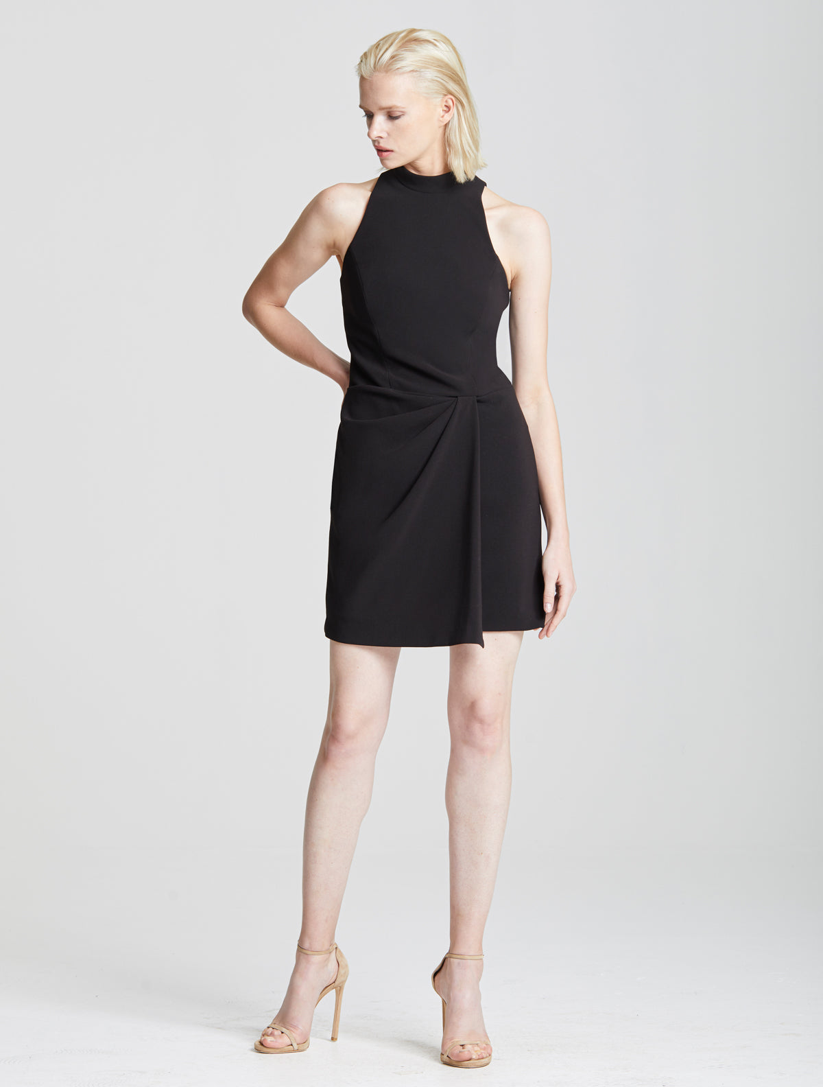 Mock Neck Drape Front Dress - Halston