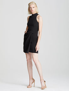 Mock Neck Drape Front Dress - Halston