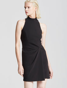 Mock Neck Drape Front Dress - Halston
