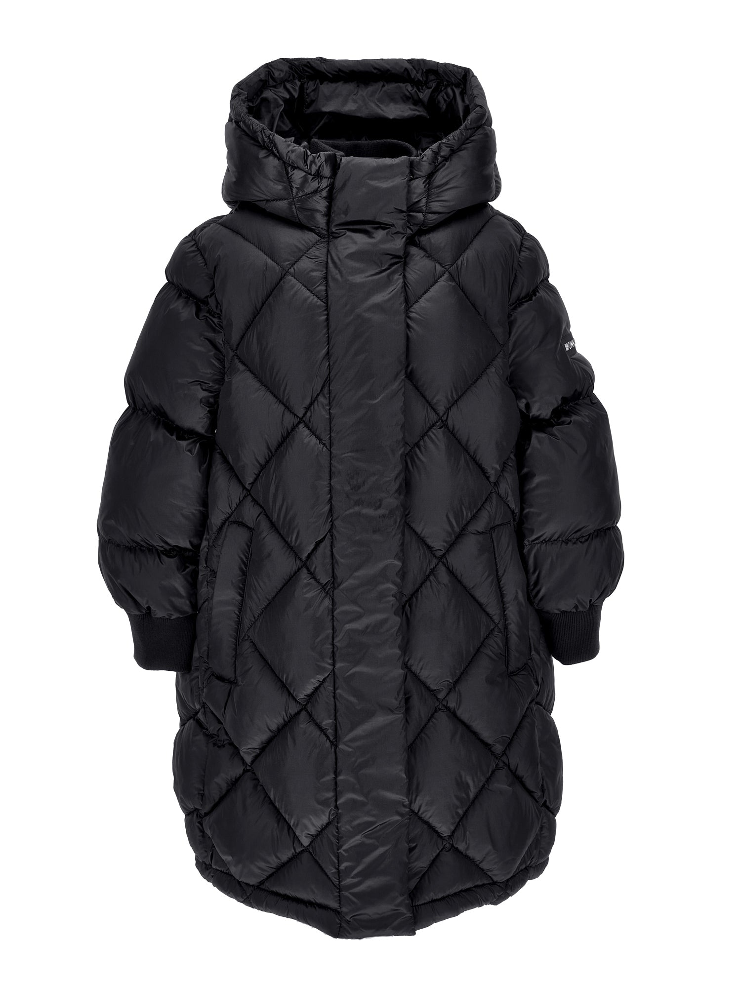 Girls | Long Padded Satin-Style Jacket | Black