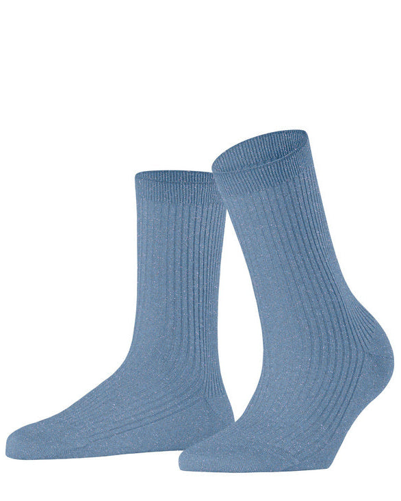 Womens | Shiny Rib Socks | Ice Blue
