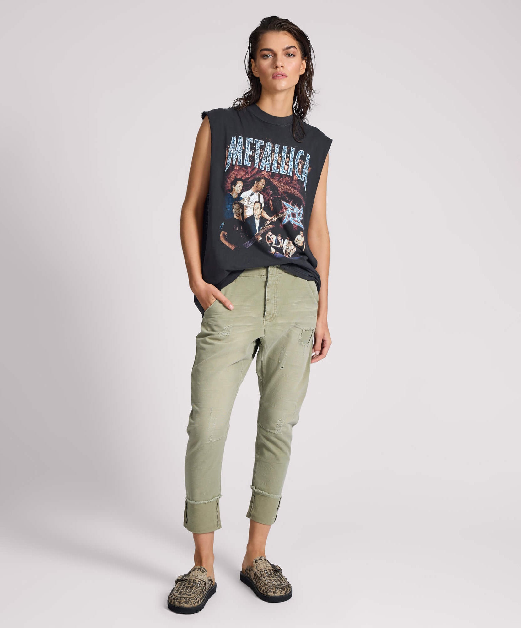 Cavalries Tapered Boyfriend Denim Jeans | Militaire Khaki