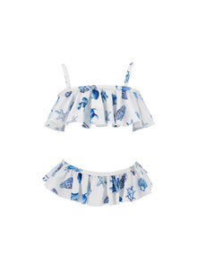 Girls | Marine Two-Piece Stretch Swimsuit | White/Bluette