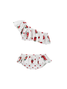 Girls | Strawberry Two-Piece Swimsuit | White/Red