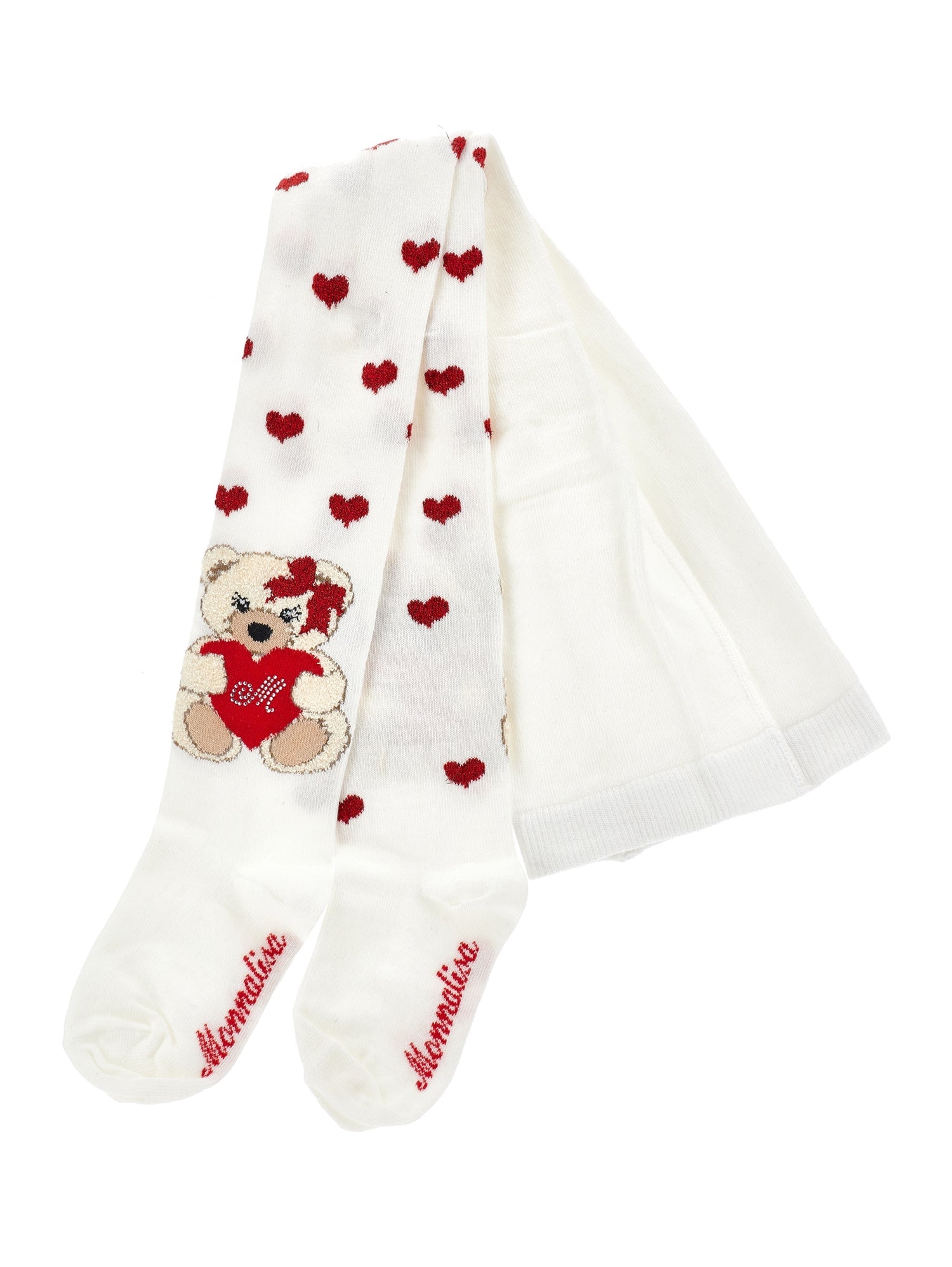Girls | Warm Cotton Jacquard Tights | Cream/Ruby