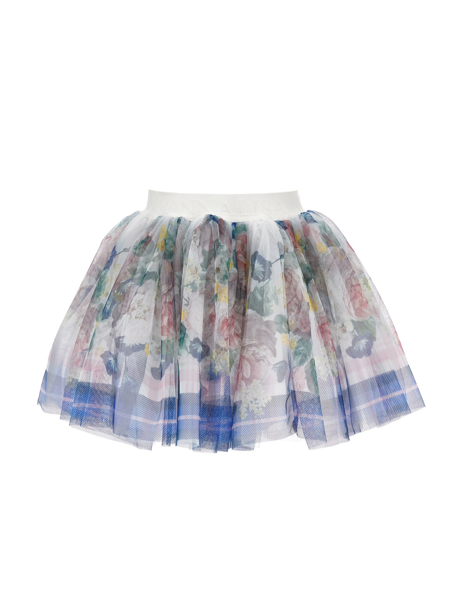 Girls | Baroque Rose Tulle Skirt | Blue/Multicolor