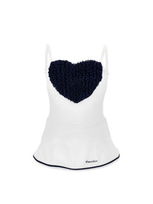 Girls | One-Piece Swimsuit With Heart | White/Blue