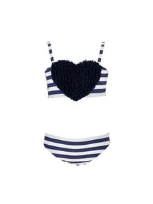 Girls | Two-Piece Swimsuit With Heart | White/Blue