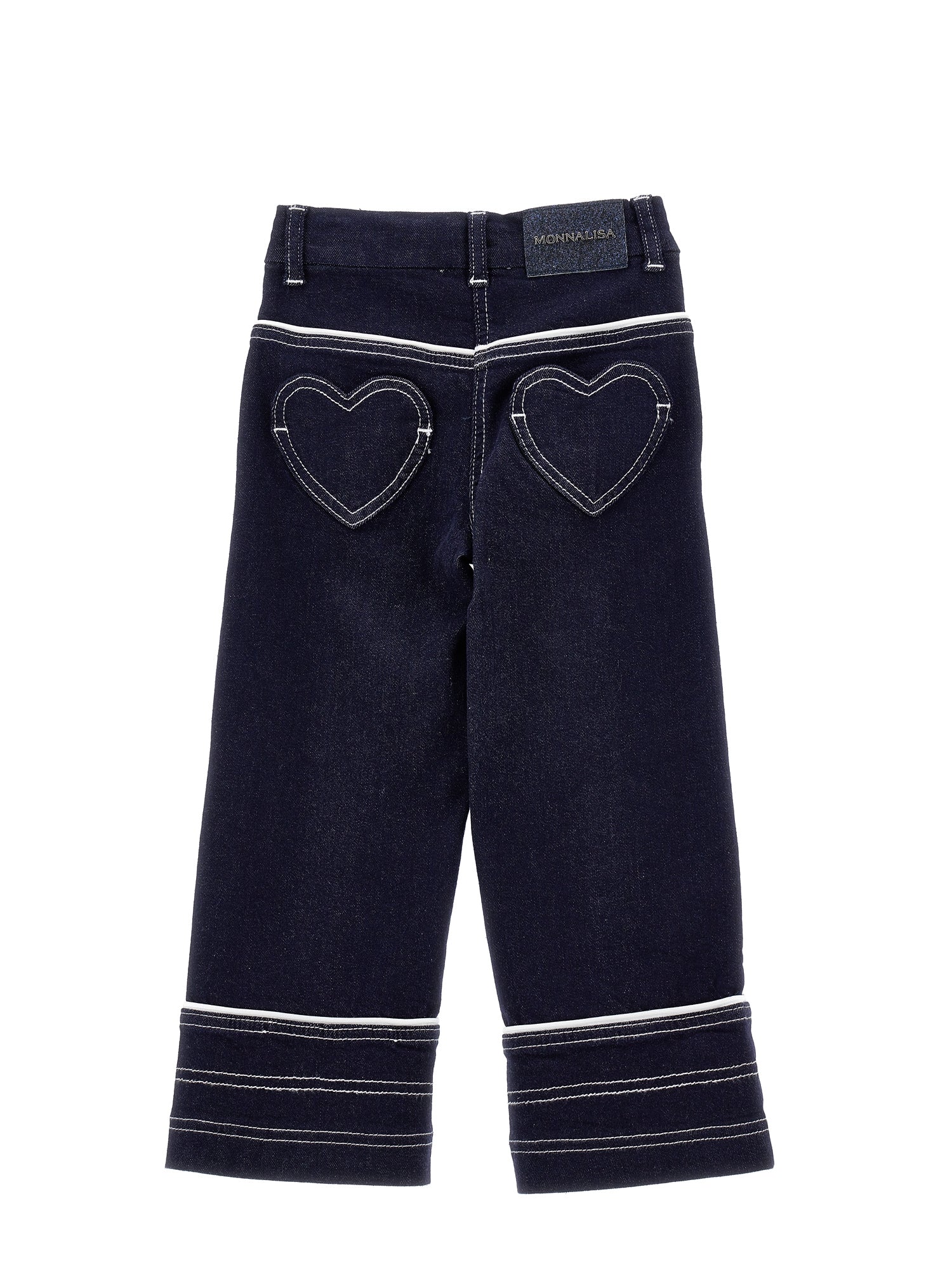 Girls | Two-Tone Jeans With Heart Pockets | Navy Blue