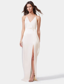 Satin Wrap Gown - Halston