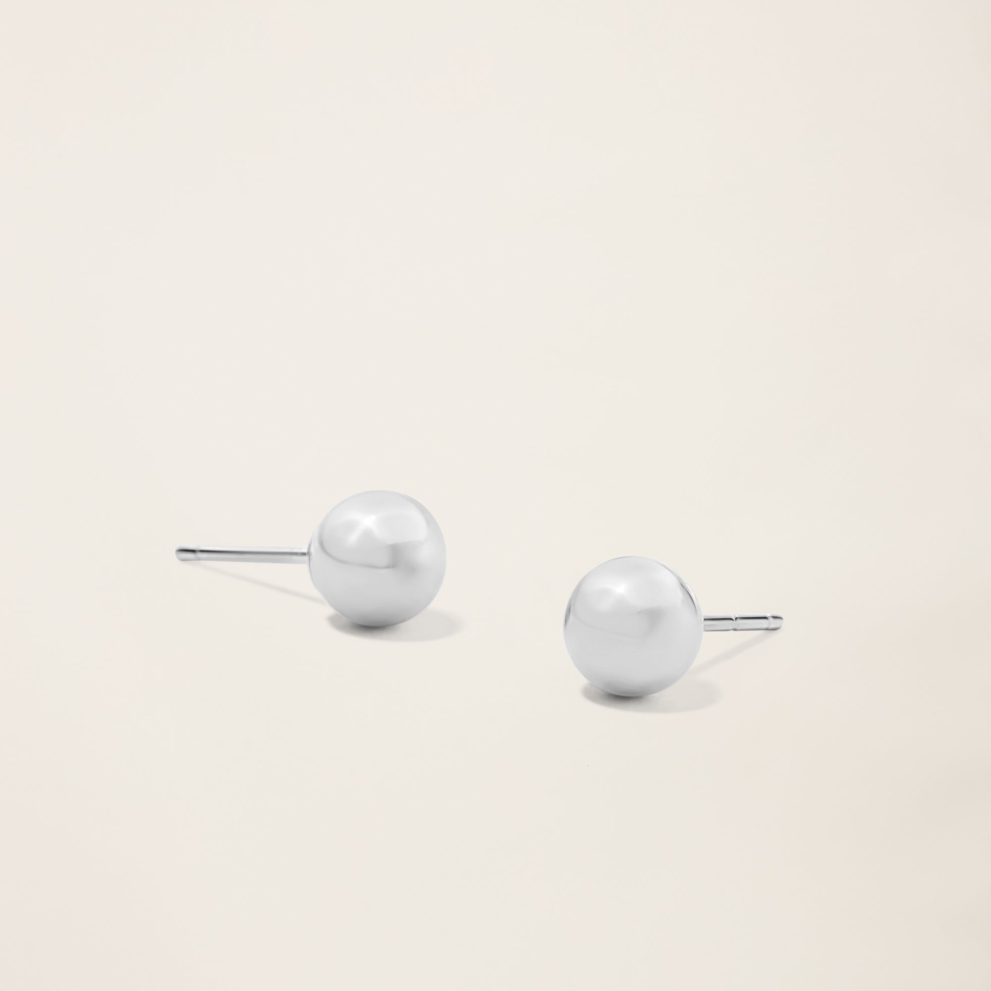 Womens | Sphere Studs | 14K Solid White Gold