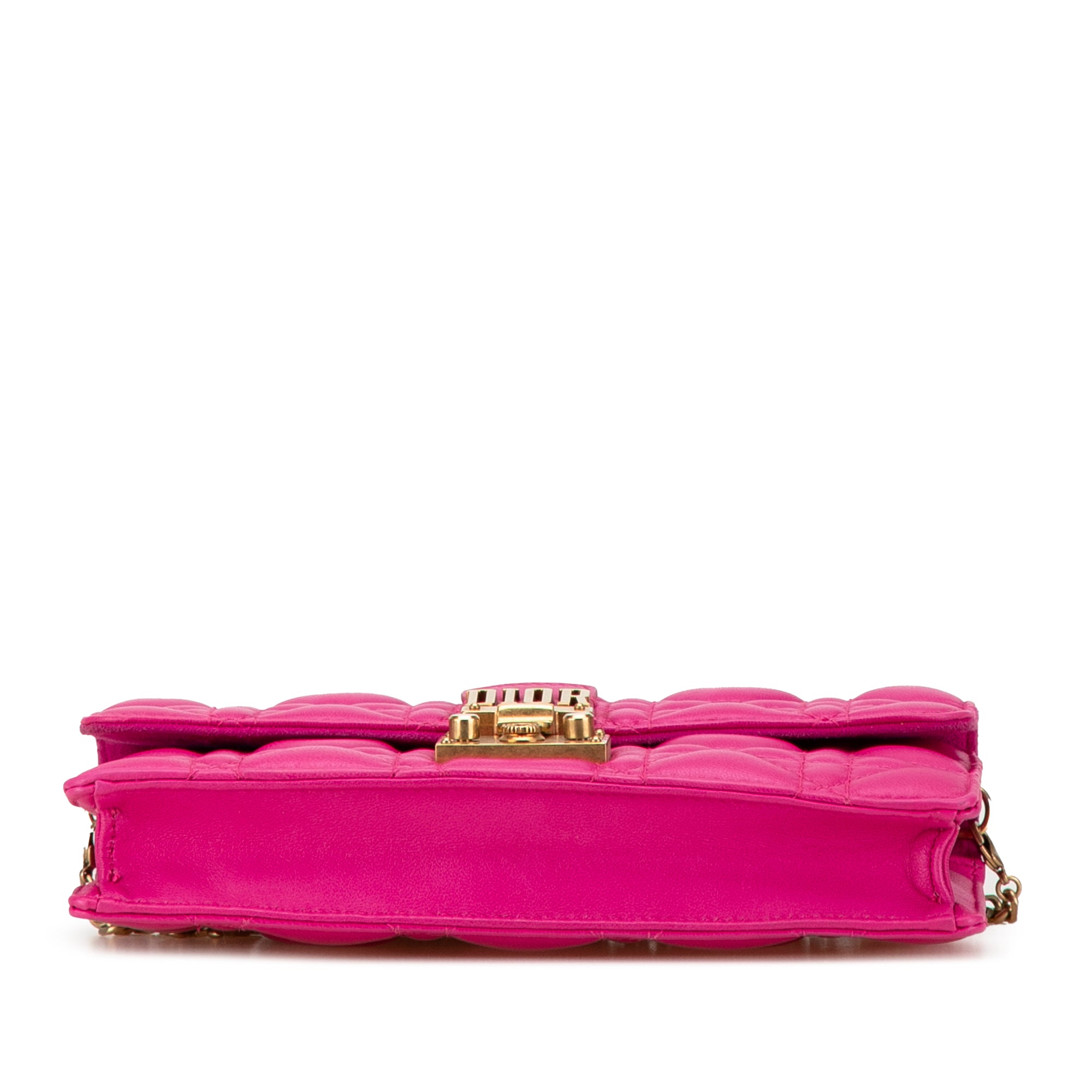 Dior | Pre-Owned Lambskin Cannage DiorAddict Wallet on Chain | Pink/Hot Pink