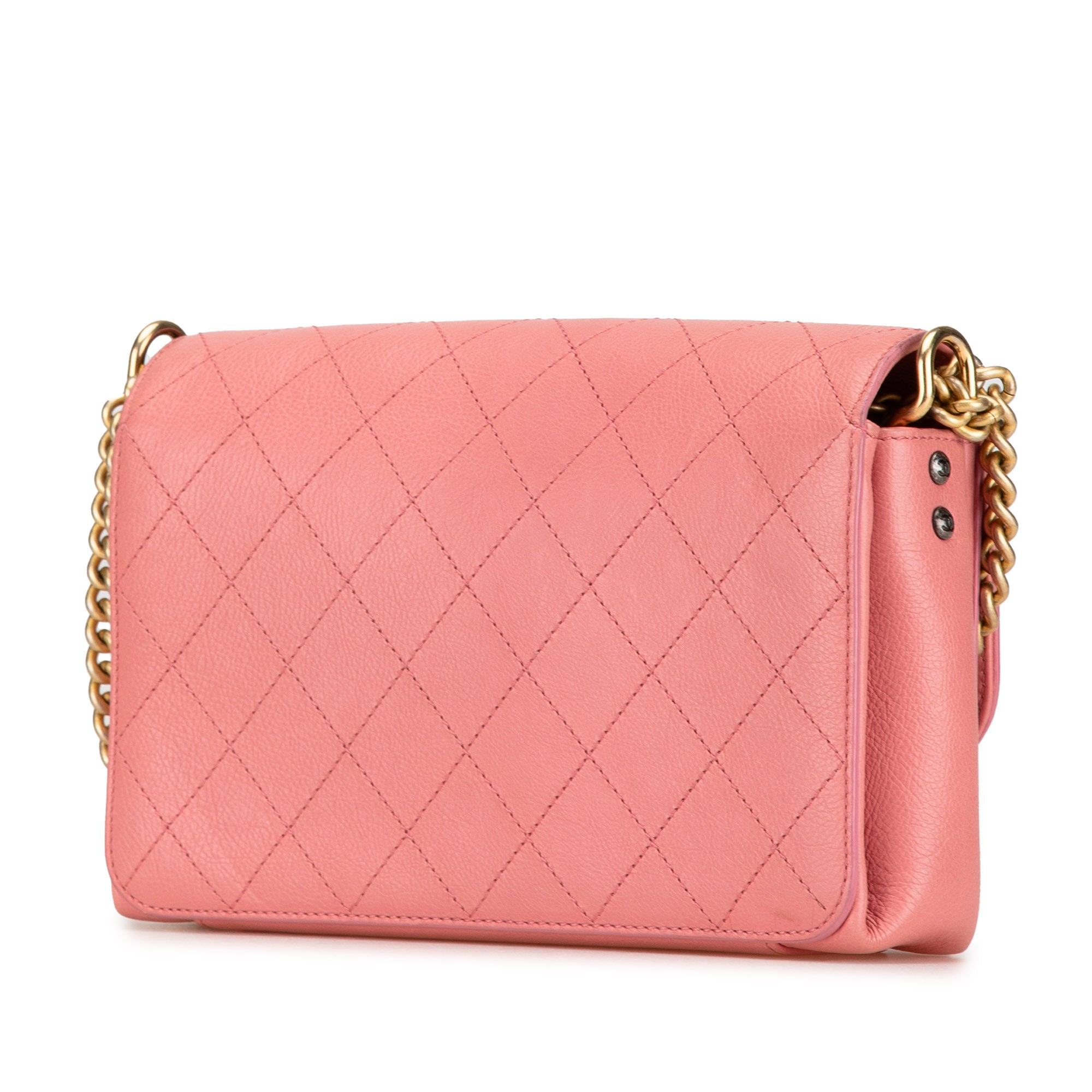 Chanel | Pre-Owned Quilted Calfskin Straight Lined Flap - II | Pink