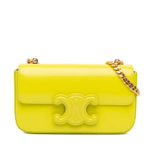 Celine | Pre-Owned Calfskin Cuir Triomphe Chain Shoulder Bag - II | Yellow/Neon Yellow