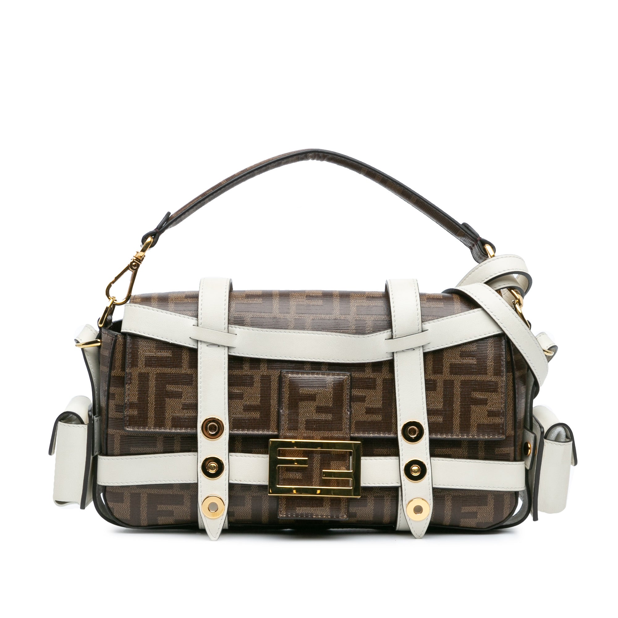 Fendi | Pre-Owned Zucca Glazed Fabric Cage Baguette Satchel - I | Brown