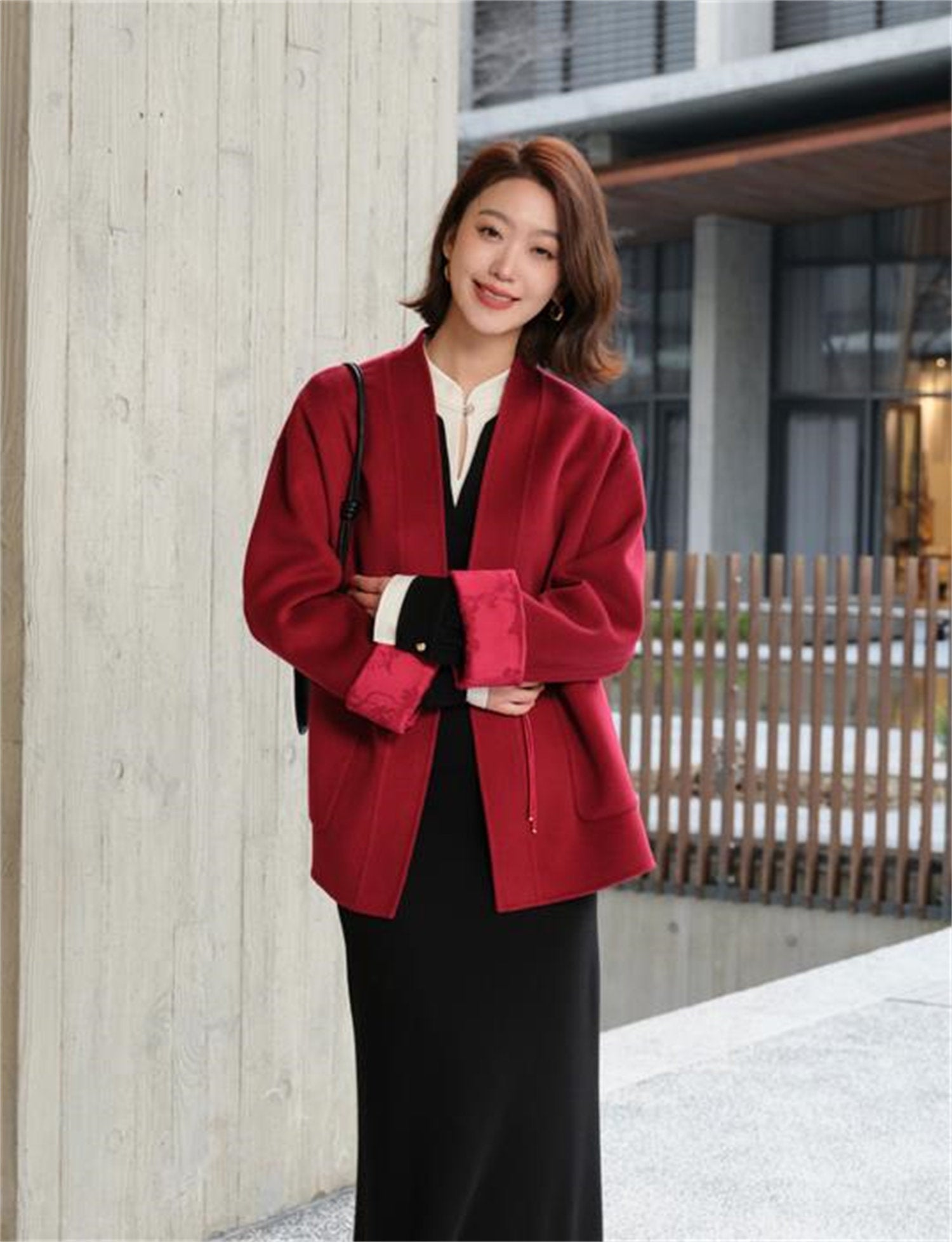 Double-Sided Wool Coat | Red