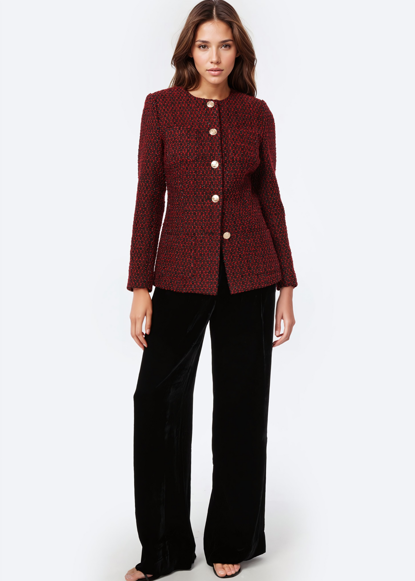 Wrenley Metallic Jacket | Red Tweed