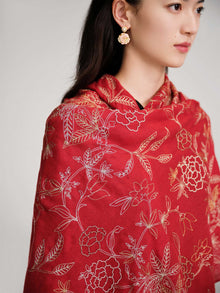 Heavy-duty Embroidery scarf | Red