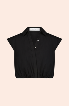 Cotton Poplin Sleeveless Shirt | Black