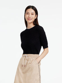 Round Neck Wool Knitted Shirt | Black