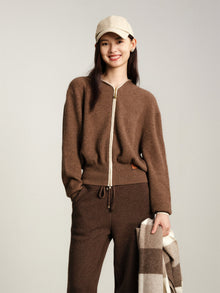 Yak Wool Zippered Hoodie | Brown