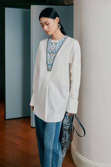 Loose Embroidered Shirt | White
