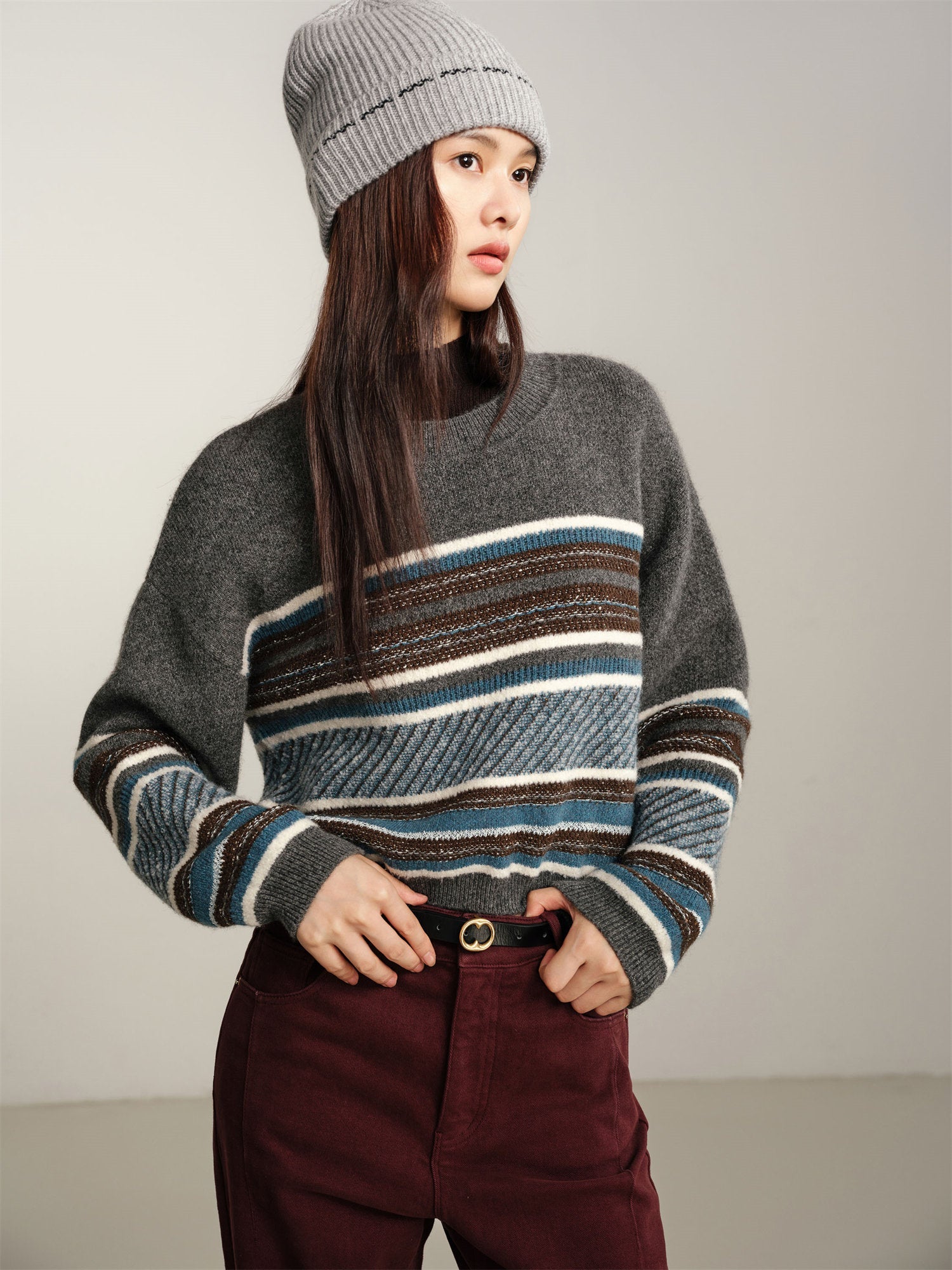 Knit Round Neck Pullover | Grey