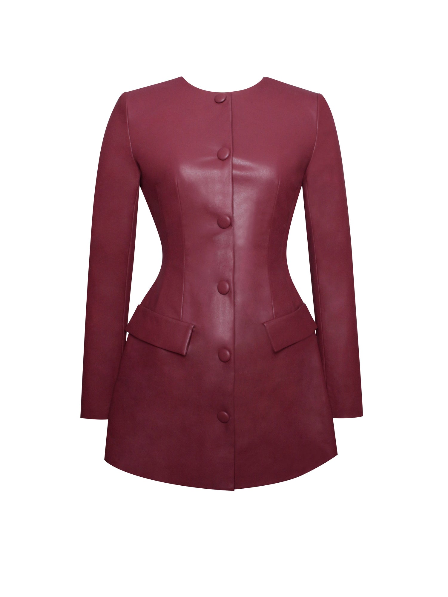Baila Vegan Leather Blazer Mini Dress | Burgundy