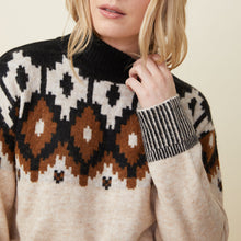 Mock Neck Fair Isle Sweater | Women | Off White