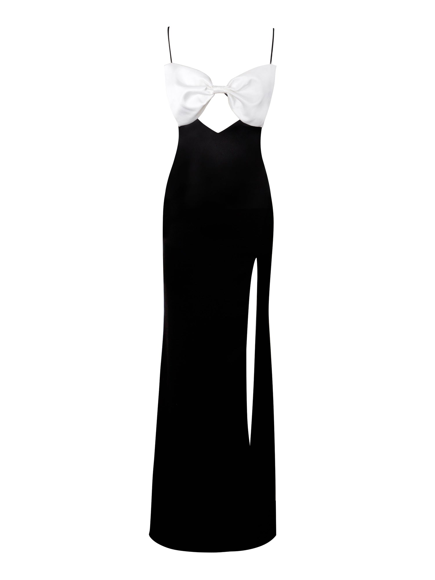 Eleanor Bow Satin Gown | Black and White