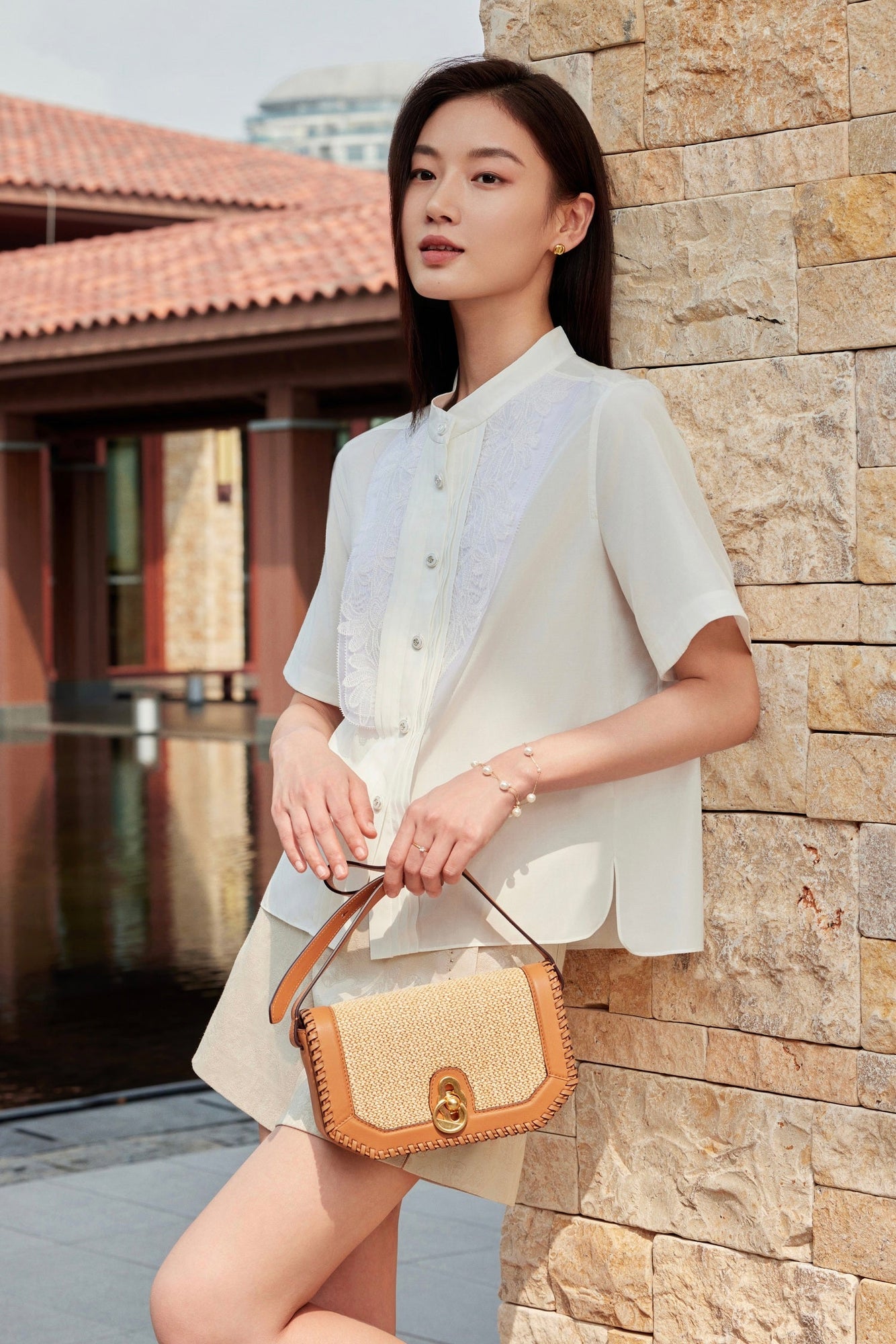 Silk-Cotton National Style Shirt | White