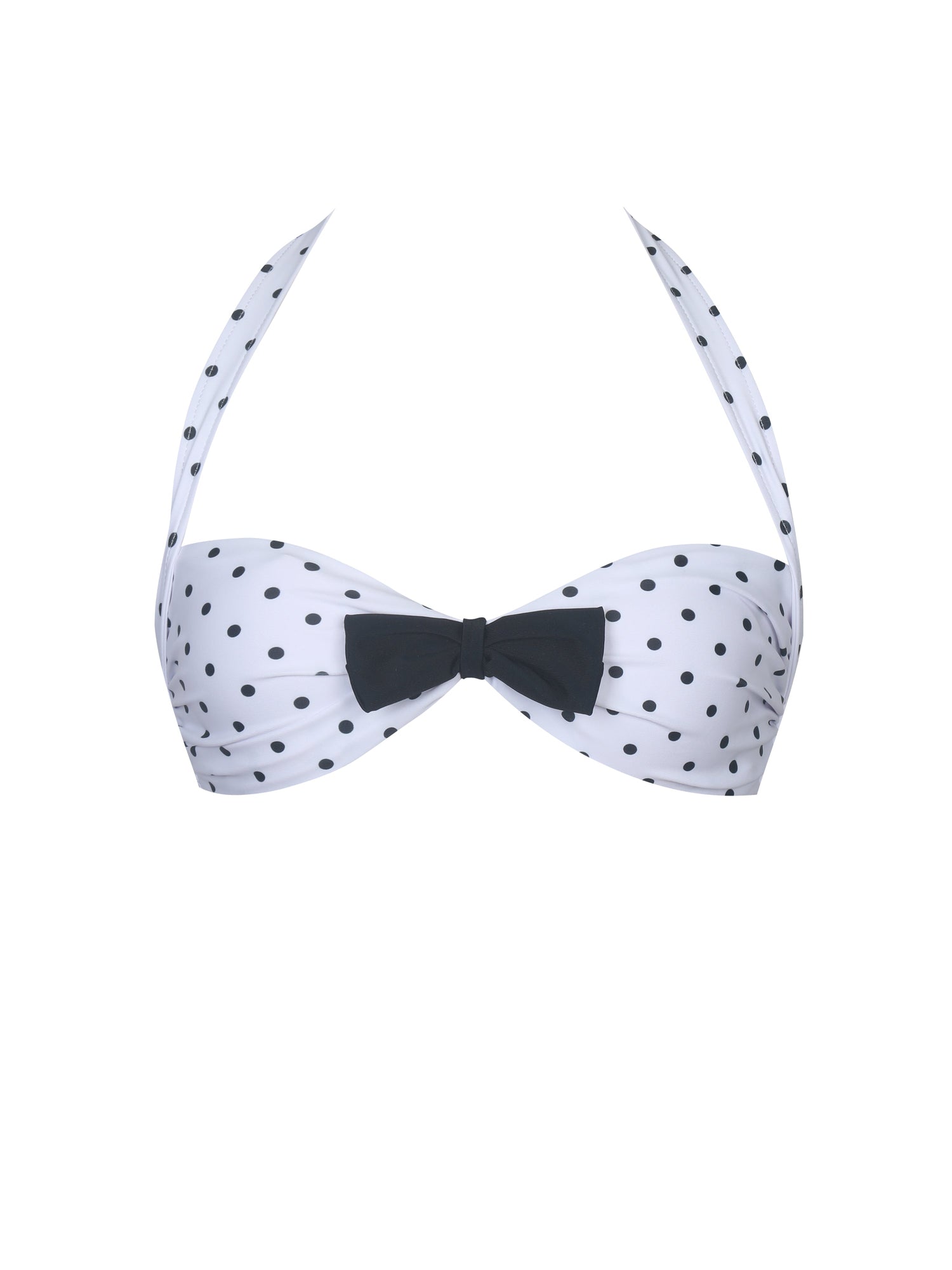 Olivea Polka Dot Bowtie Halter Bikini Top | Black